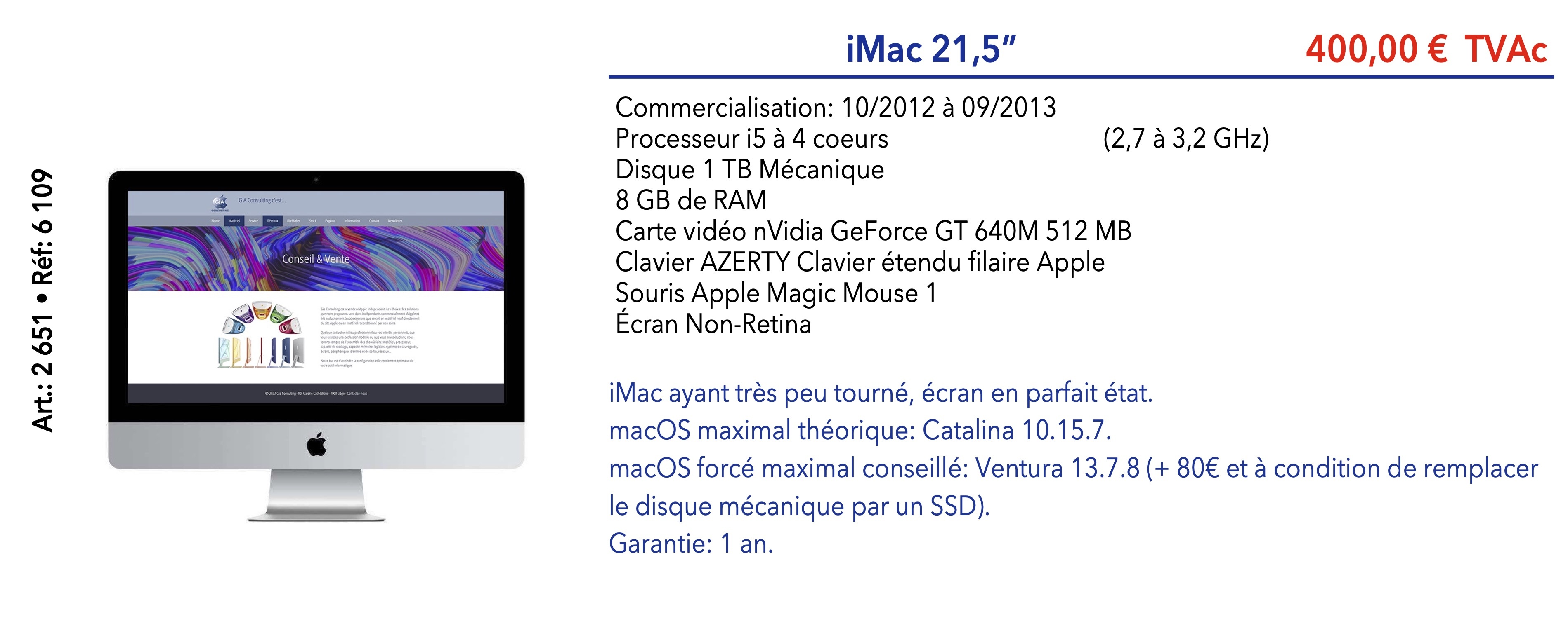 Gia Consulting iMac 21,5